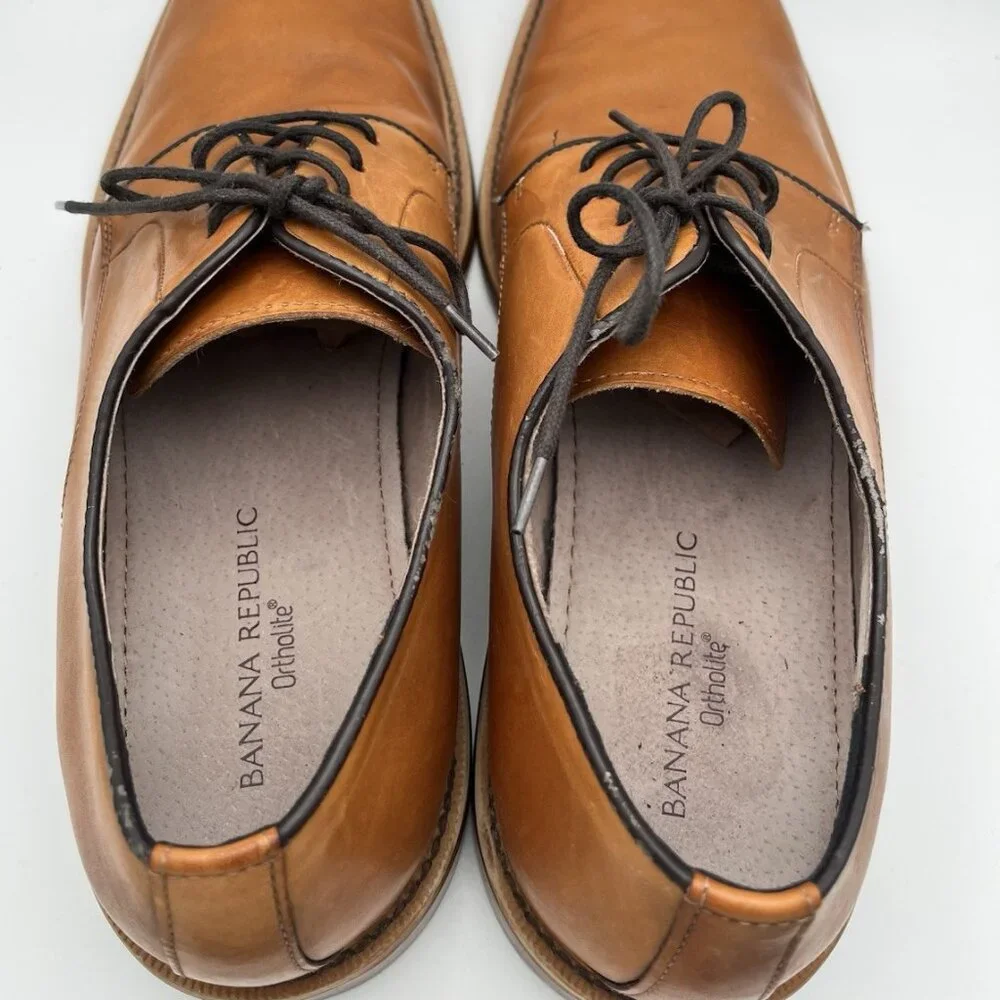 Banana Republic Brown Leather Oxfords Ortholite Dress Derby Shoes Men's 11.5M